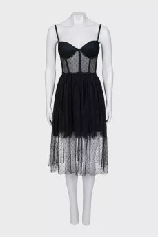 Mesh dress with corset top
