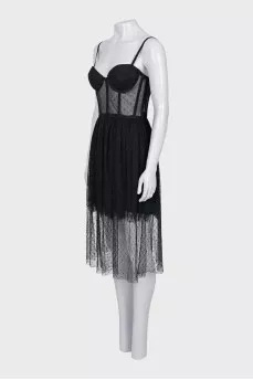 Mesh dress with corset top