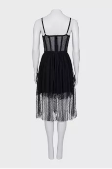 Mesh dress with corset top