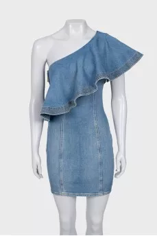 One Shoulder Denim Dress