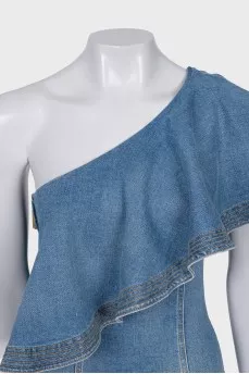 One Shoulder Denim Dress