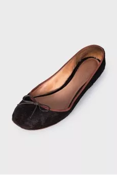 Pony skin ballet flats with bow