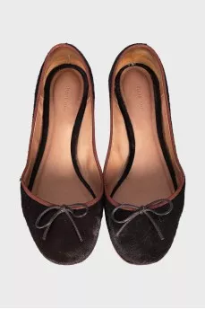 Pony skin ballet flats with bow
