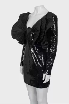 Dress with sequins and voluminous decor