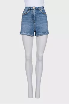 Denim shorts with studs
