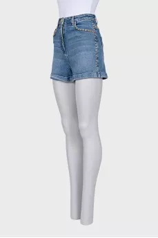 Denim shorts with studs