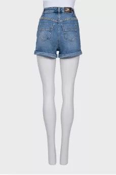Denim shorts with studs