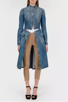 Flared denim coat