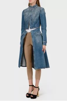 Flared denim coat