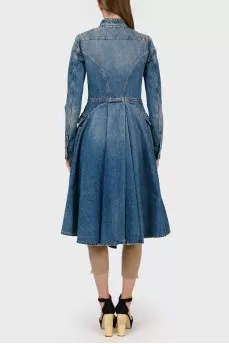 Flared denim coat