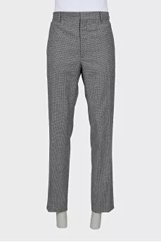 Men's wool trousers with houndstooth print