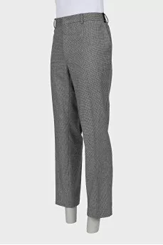 Men's wool trousers with houndstooth print
