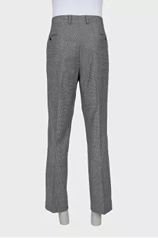 Men's wool trousers with houndstooth print
