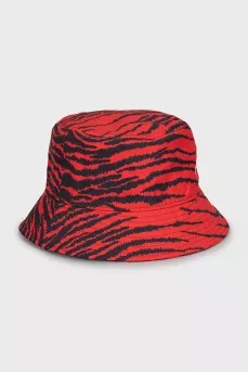Red Panama Hat with Animal Print