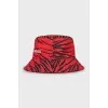 Red Panama Hat with Animal Print