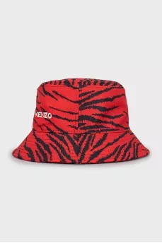 Red Panama Hat with Animal Print