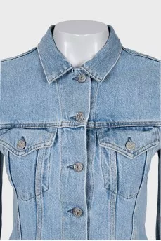 Denim jacket with patch pockets