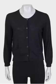 Black wool cardigan