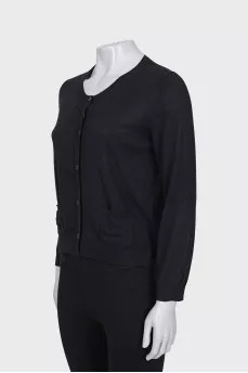 Black wool cardigan