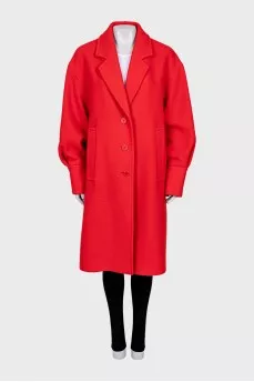 Red coat with relief pattern