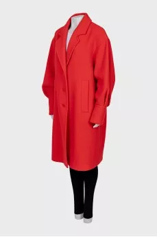 Red coat with relief pattern