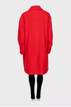 Red coat with relief pattern