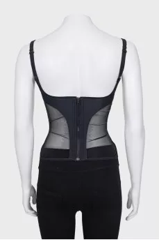 Corset with zipper and transparent inserts