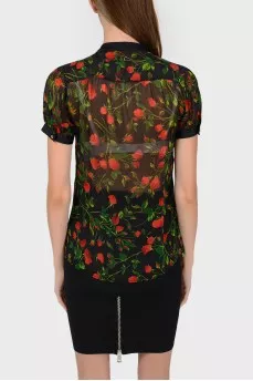 Sheer blouse with floral print