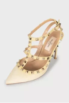 Rockstud suede slingbacks