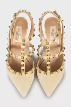Rockstud suede slingbacks