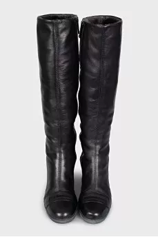 Insulated leather wedge boots