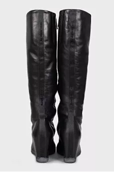 Insulated leather wedge boots