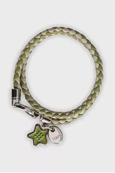 Double leather bracelet with pendant
