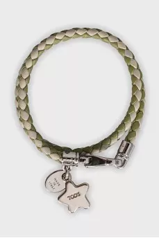 Double leather bracelet with pendant