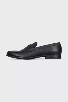 Men's black leather loafers
