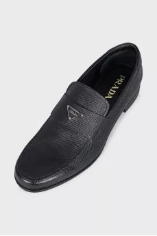 Men's black leather loafers