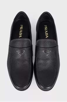 Men's black leather loafers