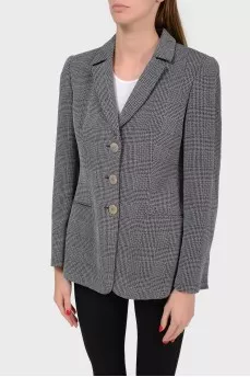 Wool gray plaid jacket