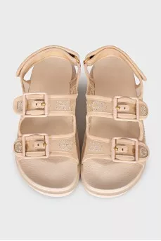 Mesh sandals with rhinestones