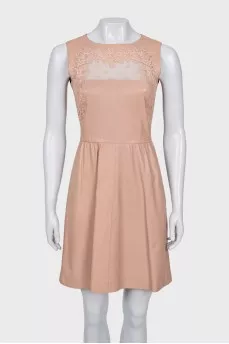 Leather dress with lace inserts