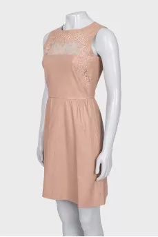 Leather dress with lace inserts