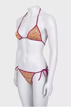 Two-piece swimsuit with ties