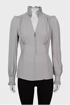 Fitted silk blouse with buttons