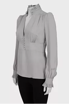 Fitted silk blouse with buttons