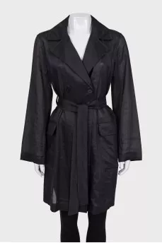 Cardigan with button and belt