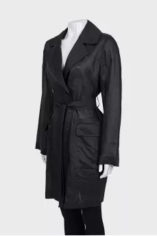 Cardigan with button and belt