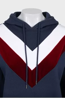 Hoodie with velvet insert