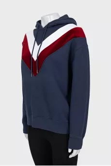 Hoodie with velvet insert