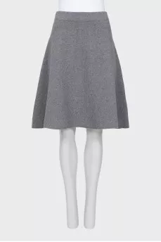Knitted gray A-line skirt