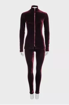 Velvet cardigan and trousers suit